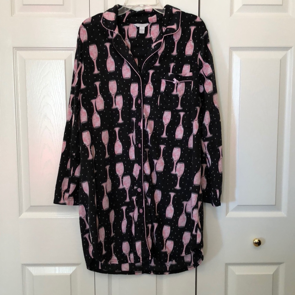 Pink and Black Wine Glass Night Gown